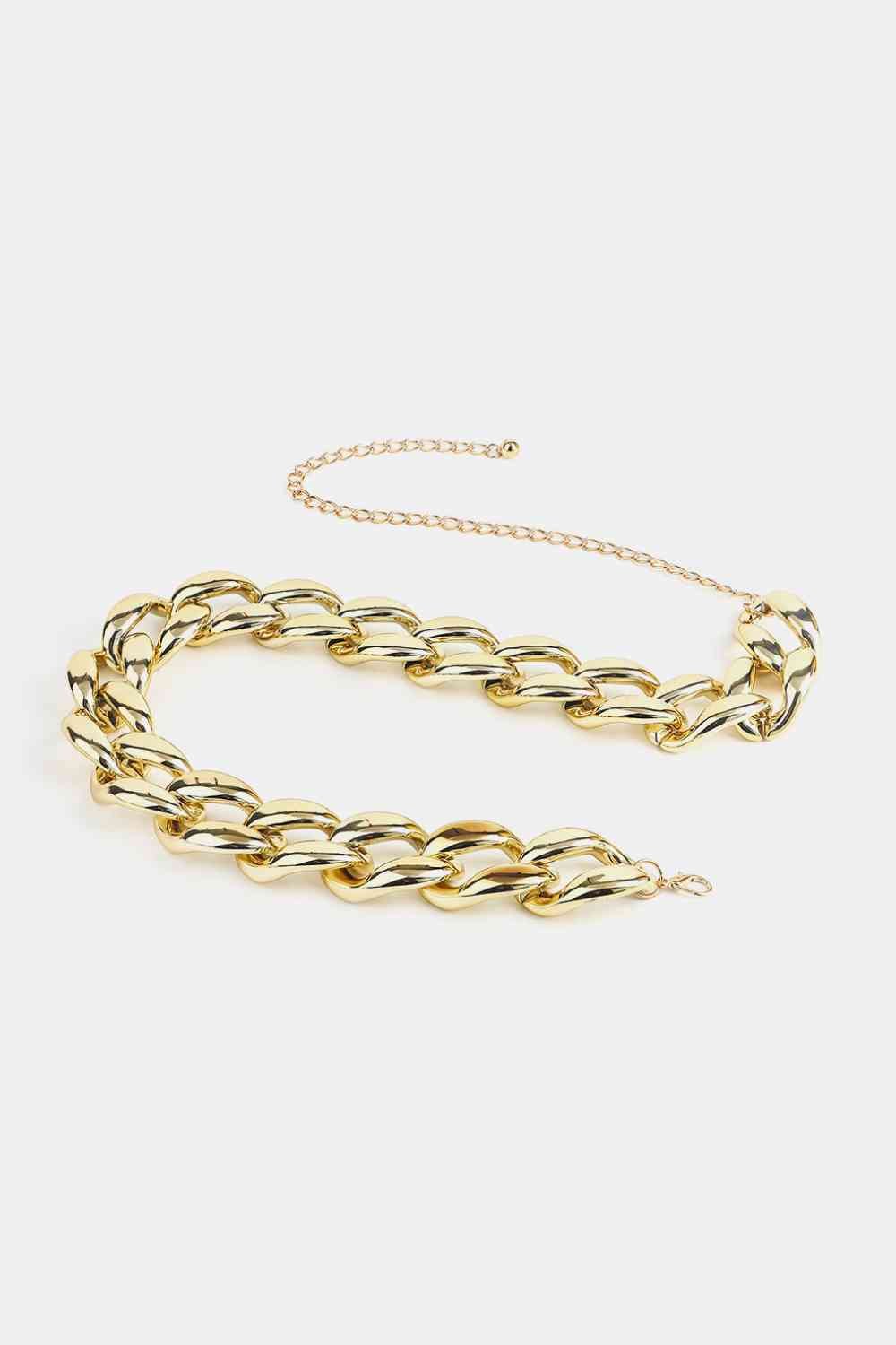 1.2" Width Acrylic Curb Chain Belt - belt - Gold - Bella Bourget