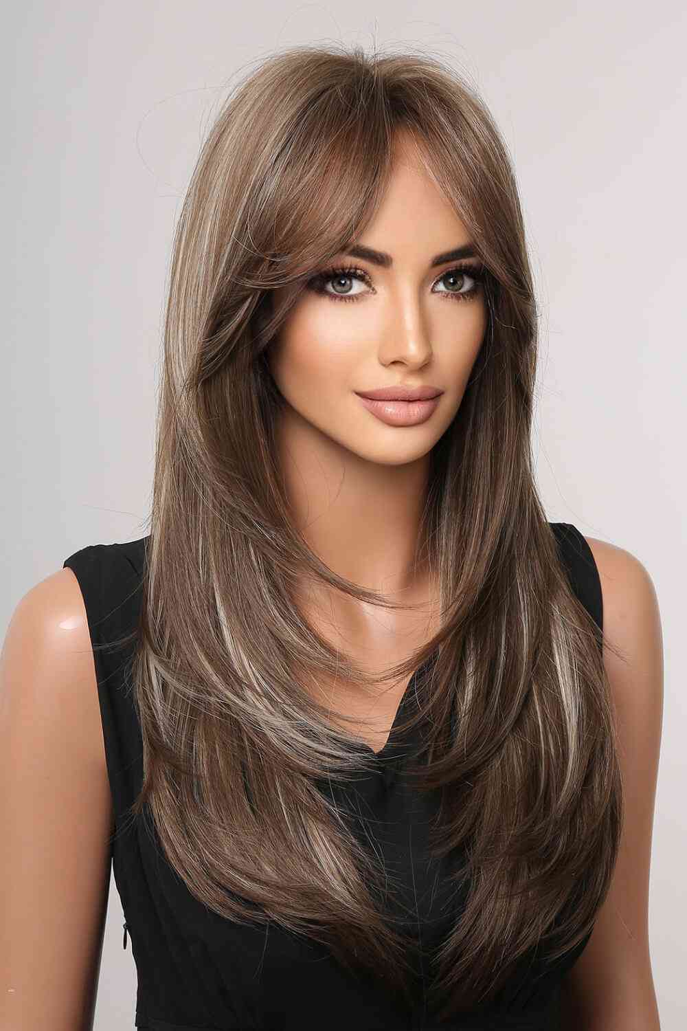 13*1" Full - Machine Wigs Synthetic Long Straight 22" - synthetic hair - Brown/Blonde Highlights - Bella Bourget