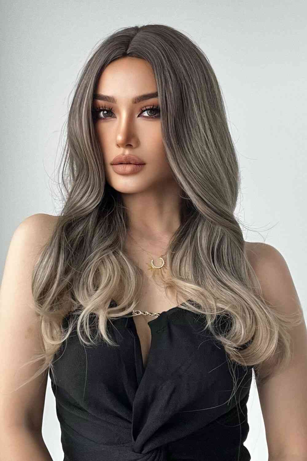 13*1" Full - Machine Wigs Synthetic Long Straight 24" - synthetic hair - Ash Brown/Blonde Ombre - Bella Bourget