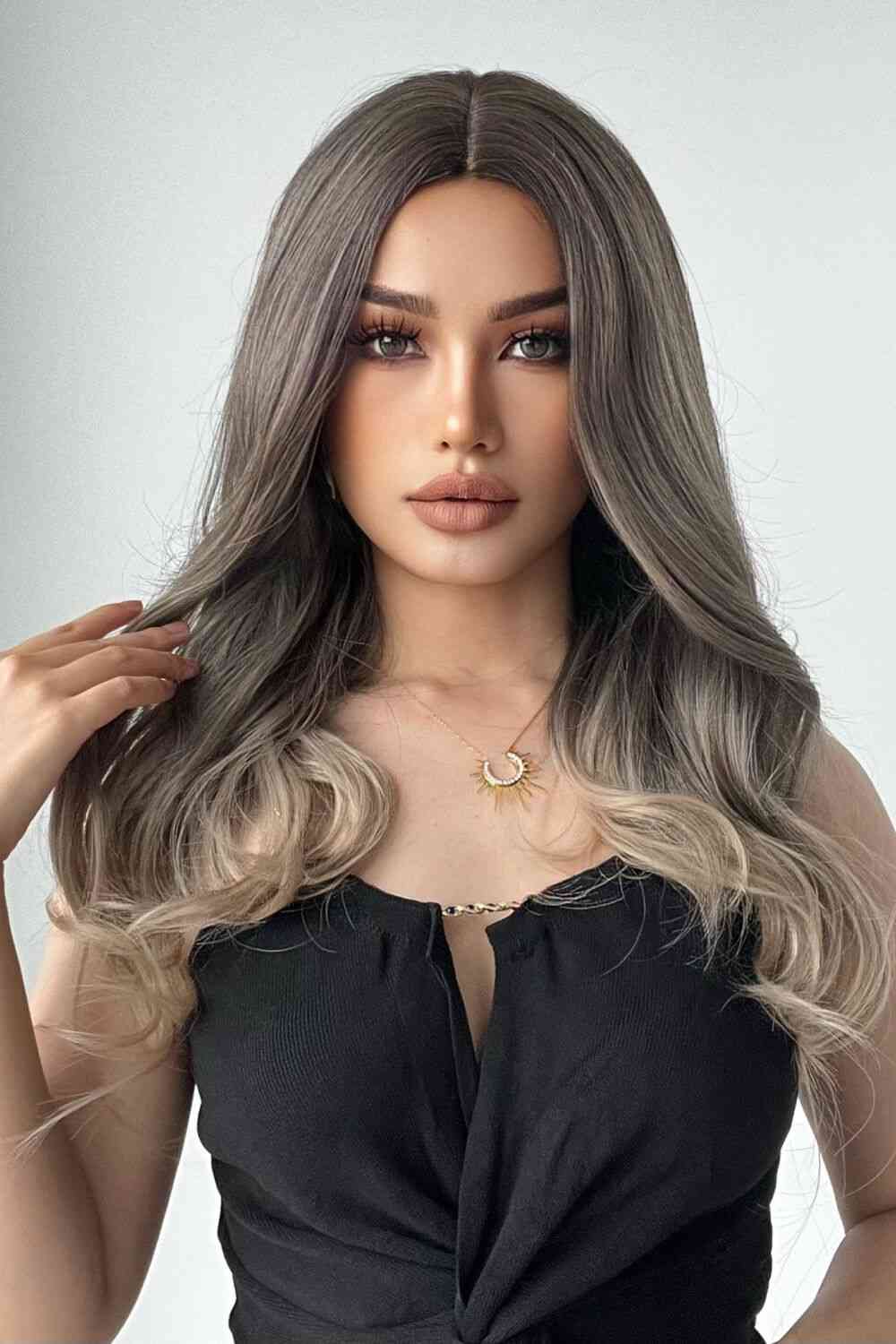 13*1" Full - Machine Wigs Synthetic Long Straight 24" - synthetic hair - Ash Brown/Blonde Ombre - Bella Bourget