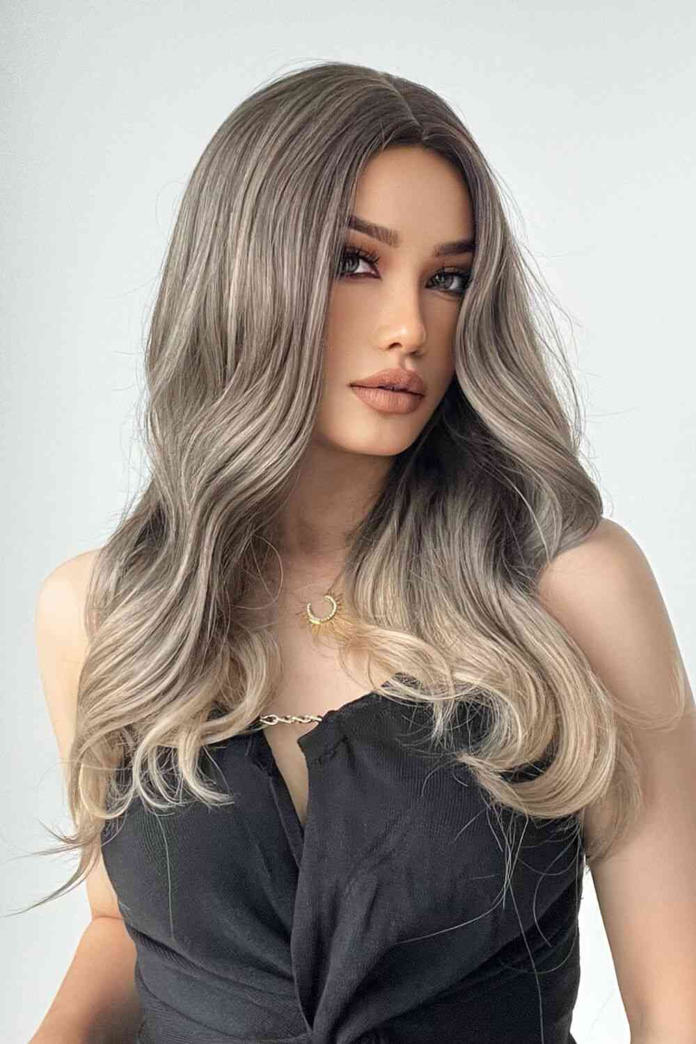 13*1" Full - Machine Wigs Synthetic Long Straight 24" - synthetic hair - Ash Brown/Blonde Ombre - Bella Bourget