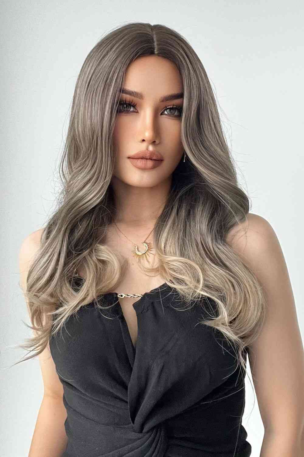 13*1" Full - Machine Wigs Synthetic Long Straight 24" - synthetic hair - Ash Brown/Blonde Ombre - Bella Bourget