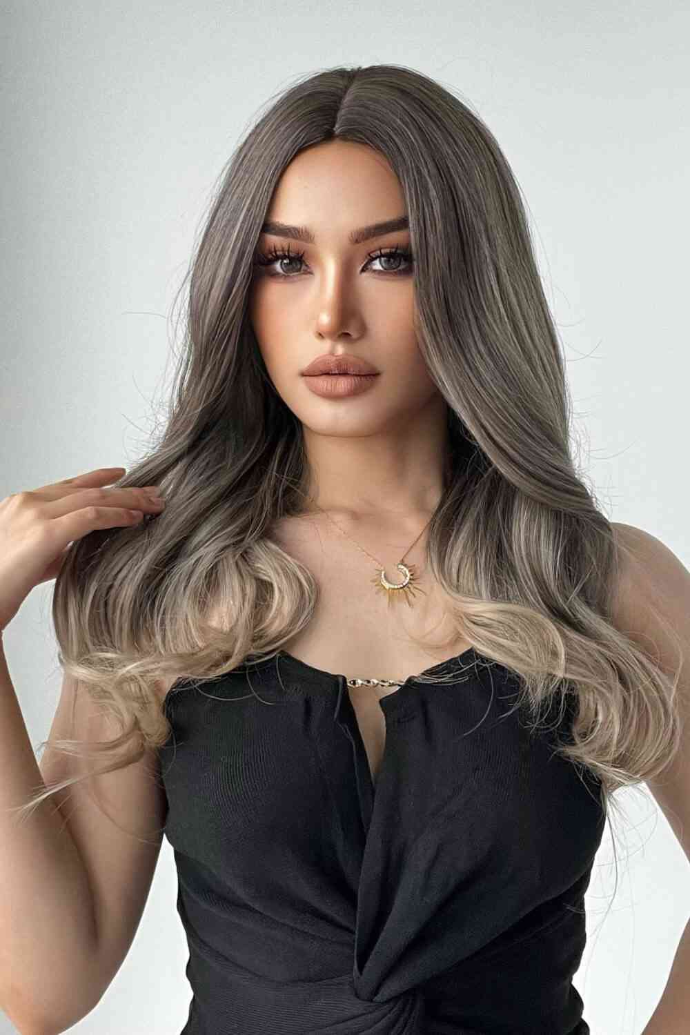 13*1" Full - Machine Wigs Synthetic Long Straight 24" - synthetic hair - Ash Brown/Blonde Ombre - Bella Bourget