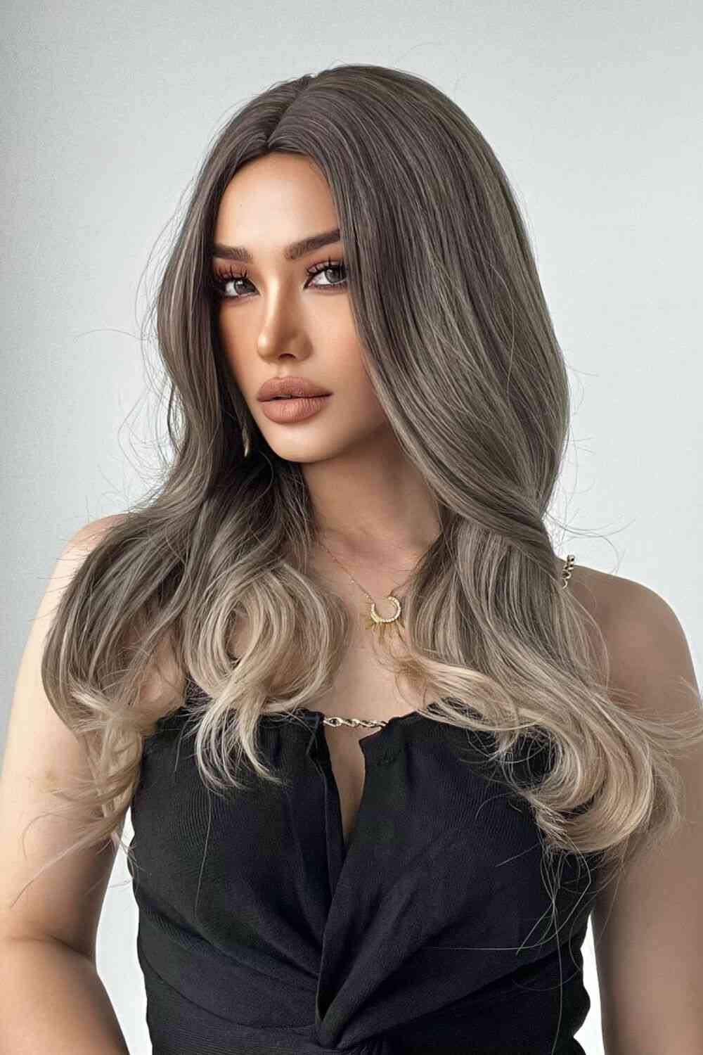 13*1" Full - Machine Wigs Synthetic Long Straight 24" - synthetic hair - Ash Brown/Blonde Ombre - Bella Bourget