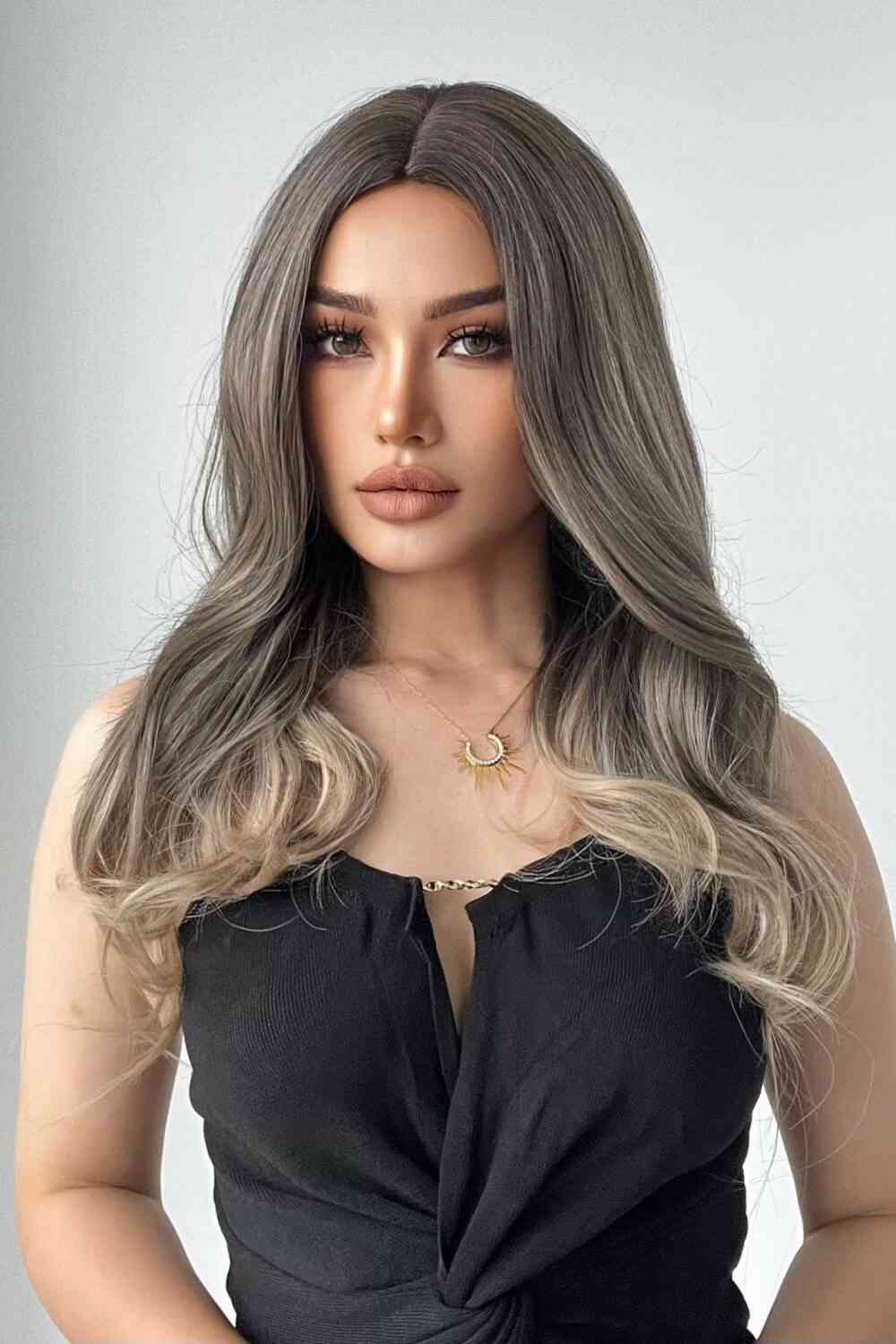 13*1" Full - Machine Wigs Synthetic Long Straight 24" - synthetic hair - Ash Brown/Blonde Ombre - Bella Bourget