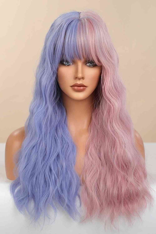 13*1" Full - Machine Wigs Synthetic Long Wave 26" in Blue/Pink Split Dye - synthetic hair - Blue/Pink Split Dye - Bella Bourget