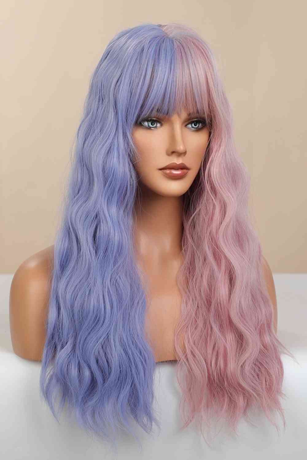 13*1" Full - Machine Wigs Synthetic Long Wave 26" in Blue/Pink Split Dye - synthetic hair - Blue/Pink Split Dye - Bella Bourget