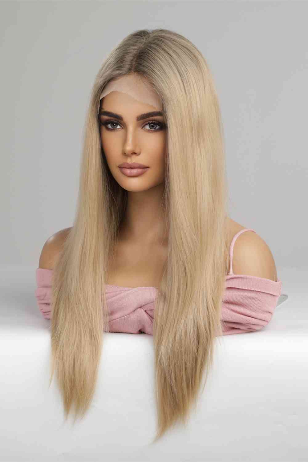 13*2" Lace Front Wigs Synthetic Long Straight 24'' 150% Density - synthetic hair - Blonde - Bella Bourget