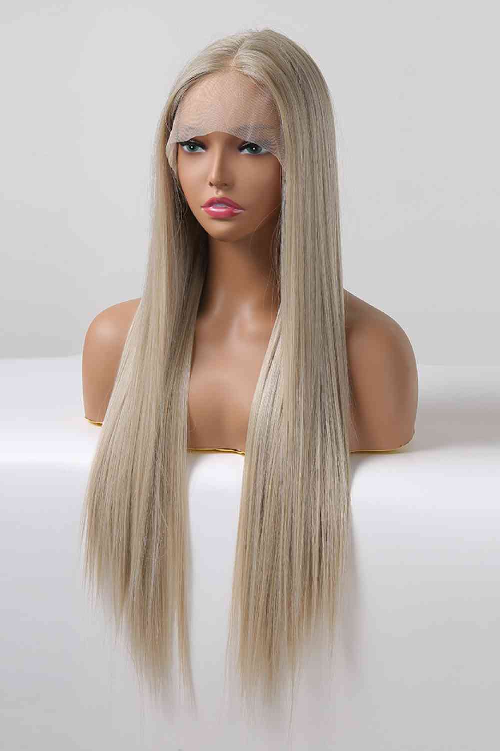 13*2" Lace Front Wigs Synthetic Long Straight 27" 150% Density - synthetic hair - Blonde/Ash Brown Root - Bella Bourget