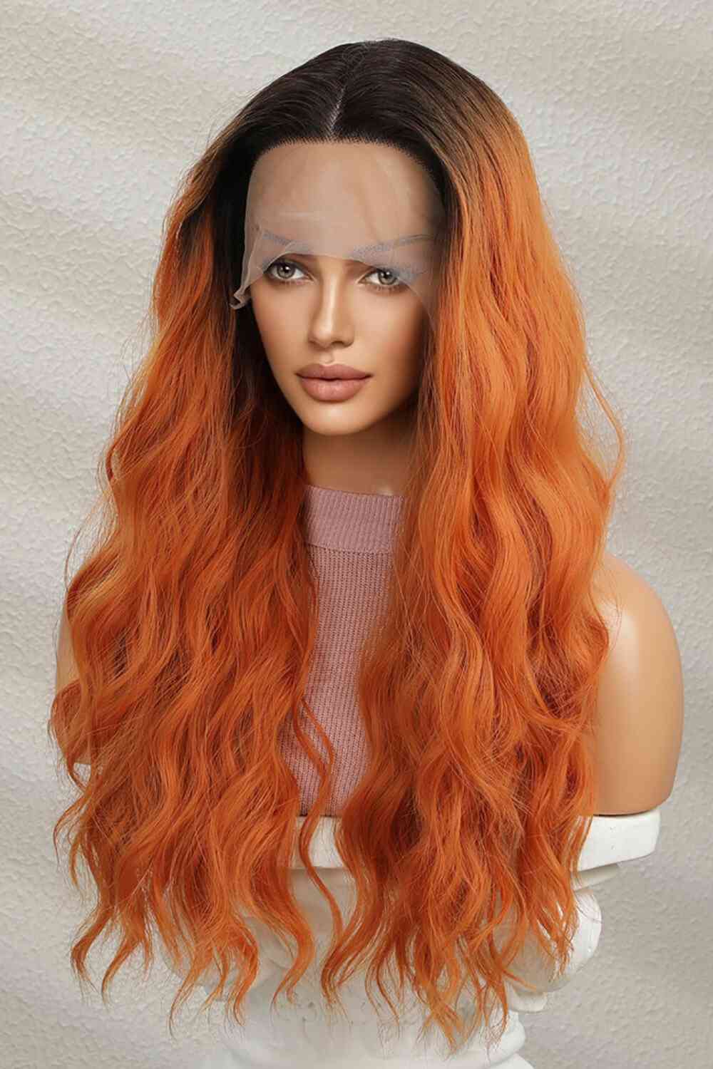 13*2" Lace Front Wigs Synthetic Long Wave 24" 150% Density - synthetic hair - Ginger/Brunette Root - Bella Bourget