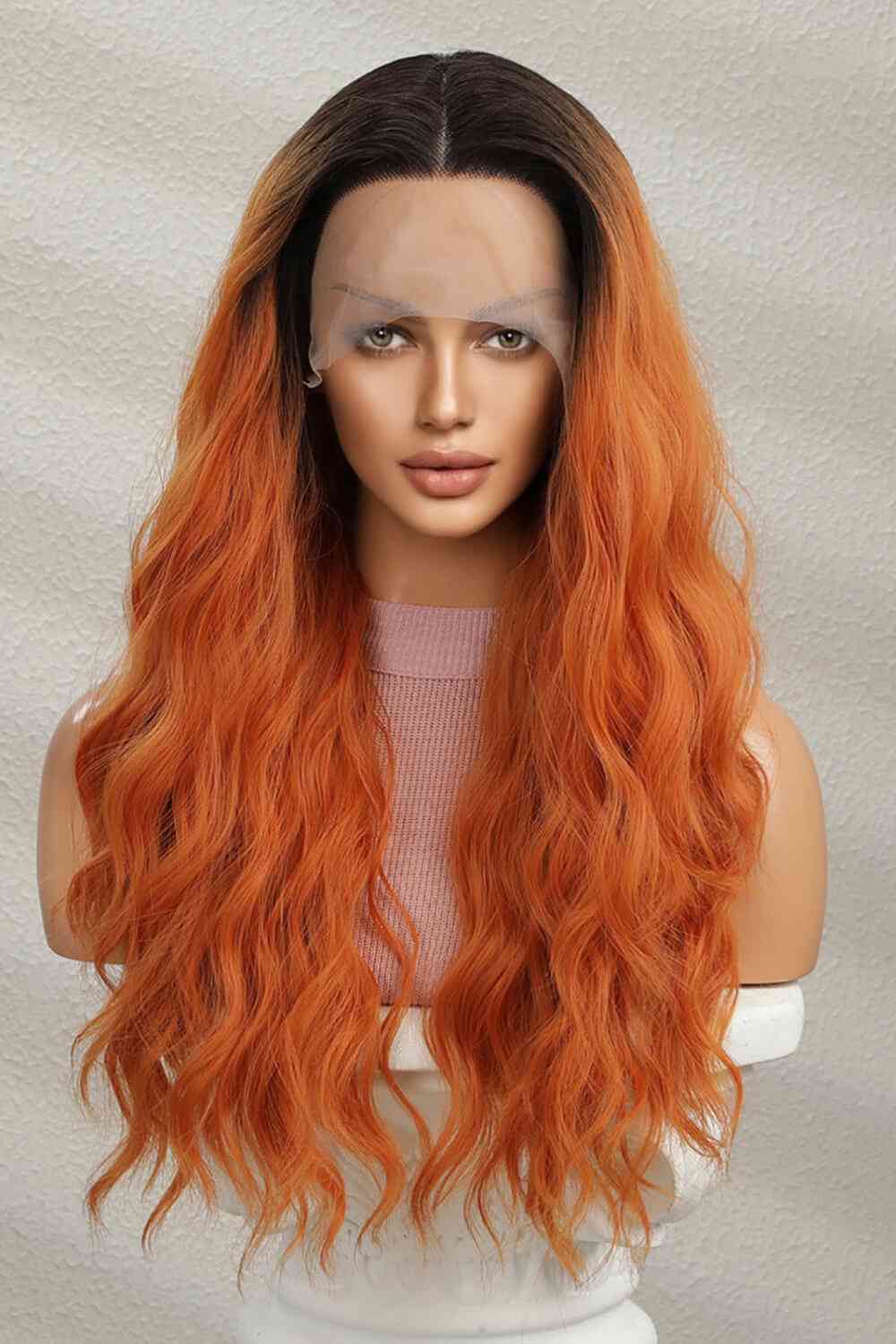 13*2" Lace Front Wigs Synthetic Long Wave 24" 150% Density - synthetic hair - Ginger/Brunette Root - Bella Bourget