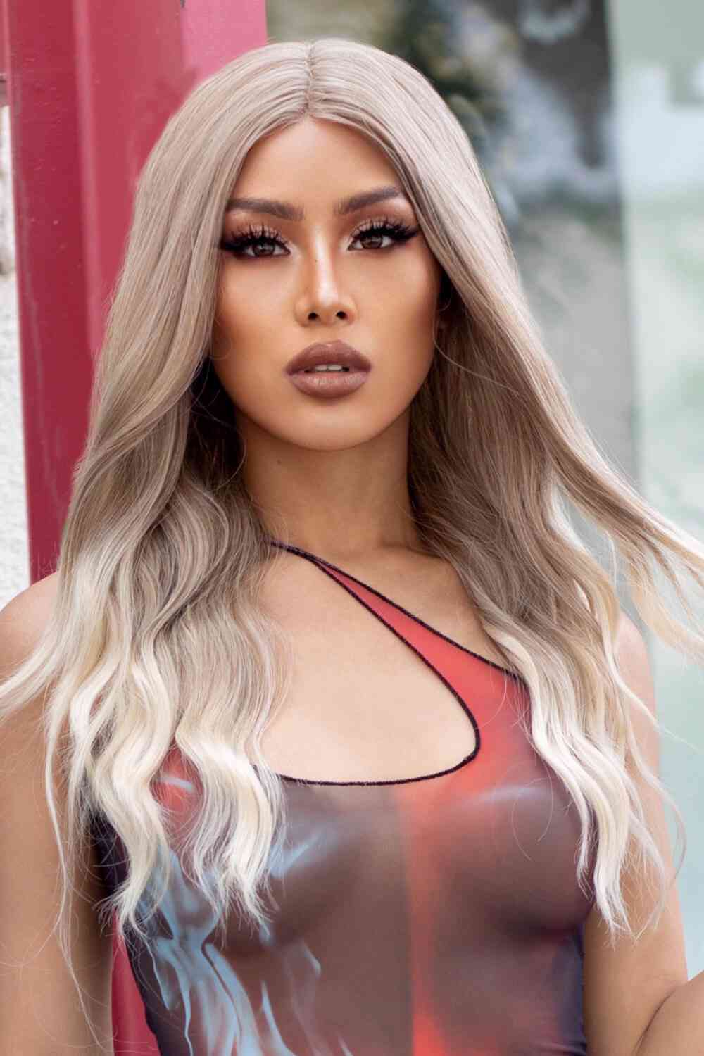 13*2" Lace Front Wigs Synthetic Long Wave 24" 150% Density in Medium Blonde Highlights - synthetic hair - Medium Blonde Highlights - Bella Bourget