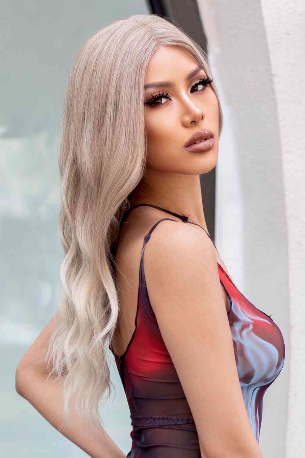 13*2" Lace Front Wigs Synthetic Long Wave 24" 150% Density in Medium Blonde Highlights - synthetic hair - Medium Blonde Highlights - Bella Bourget