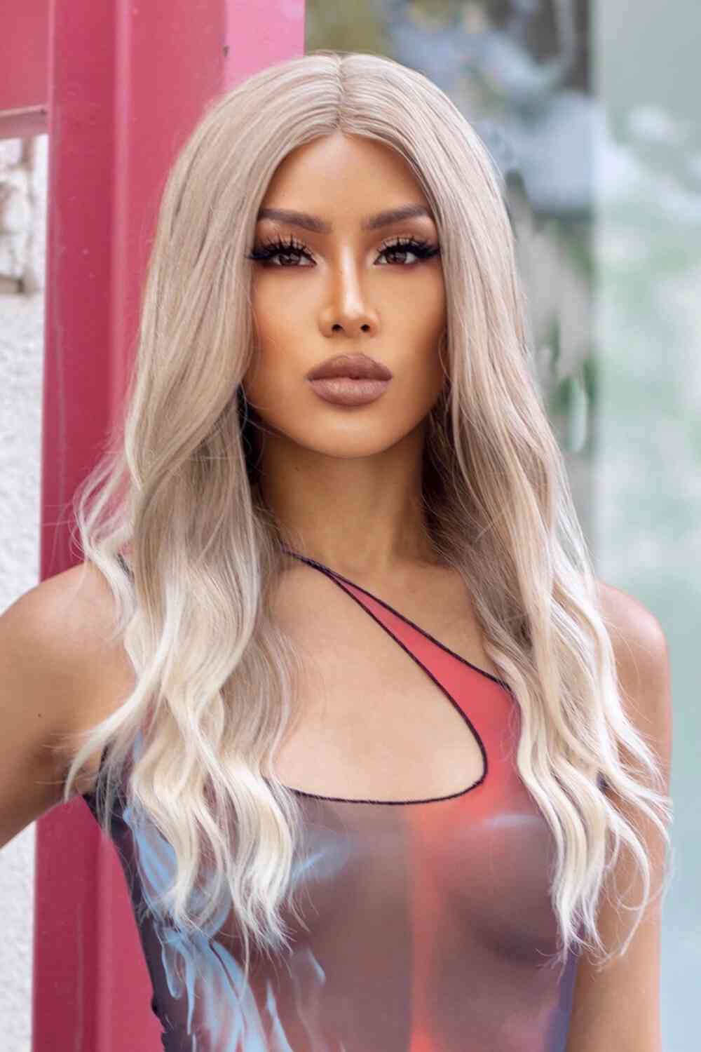 13*2" Lace Front Wigs Synthetic Long Wave 24" 150% Density in Medium Blonde Highlights - synthetic hair - Medium Blonde Highlights - Bella Bourget