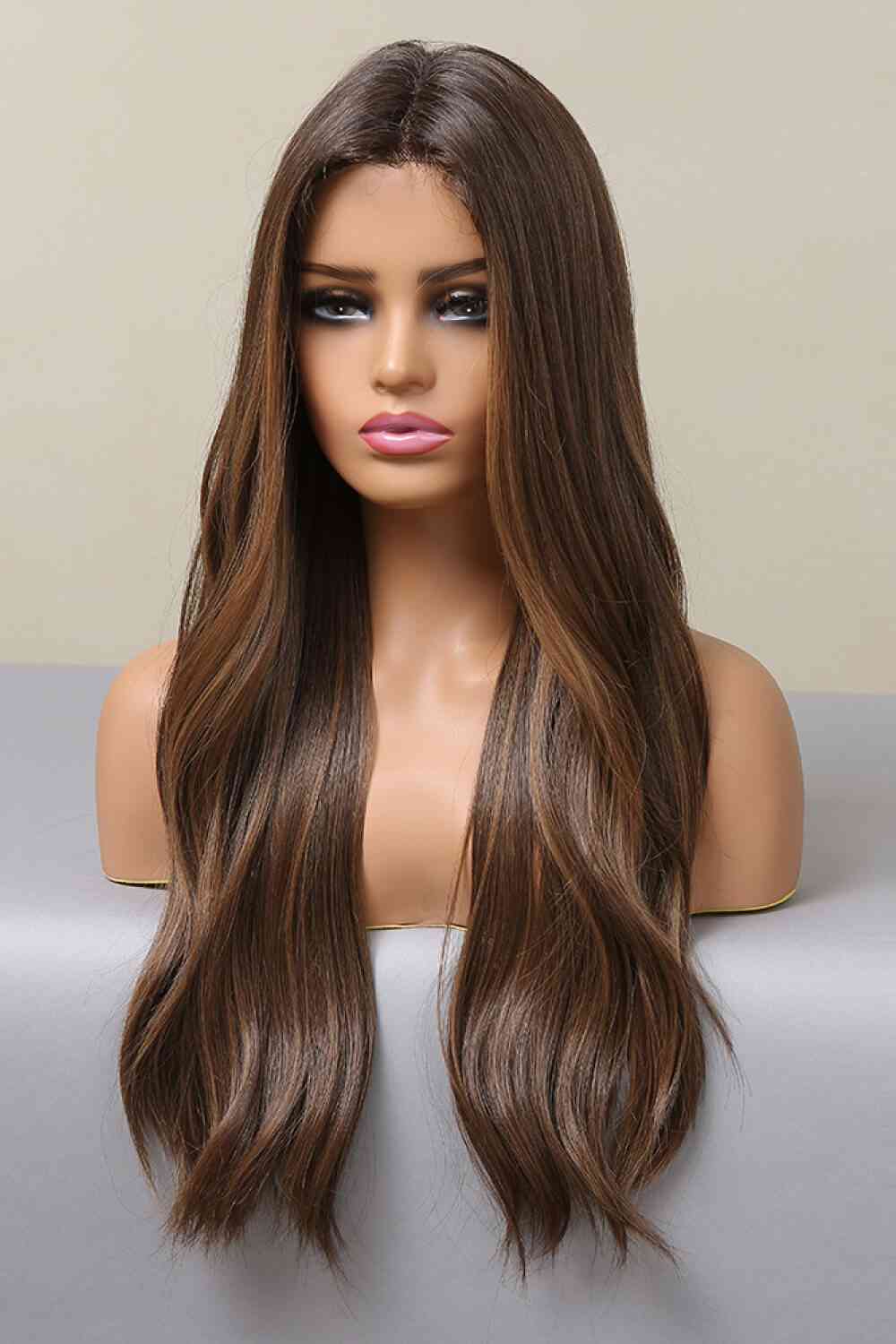 13*2" Lace Front Wigs Synthetic Long Wave 26" Heat Safe 150% Density - Brown Balayage - Bella Bourget