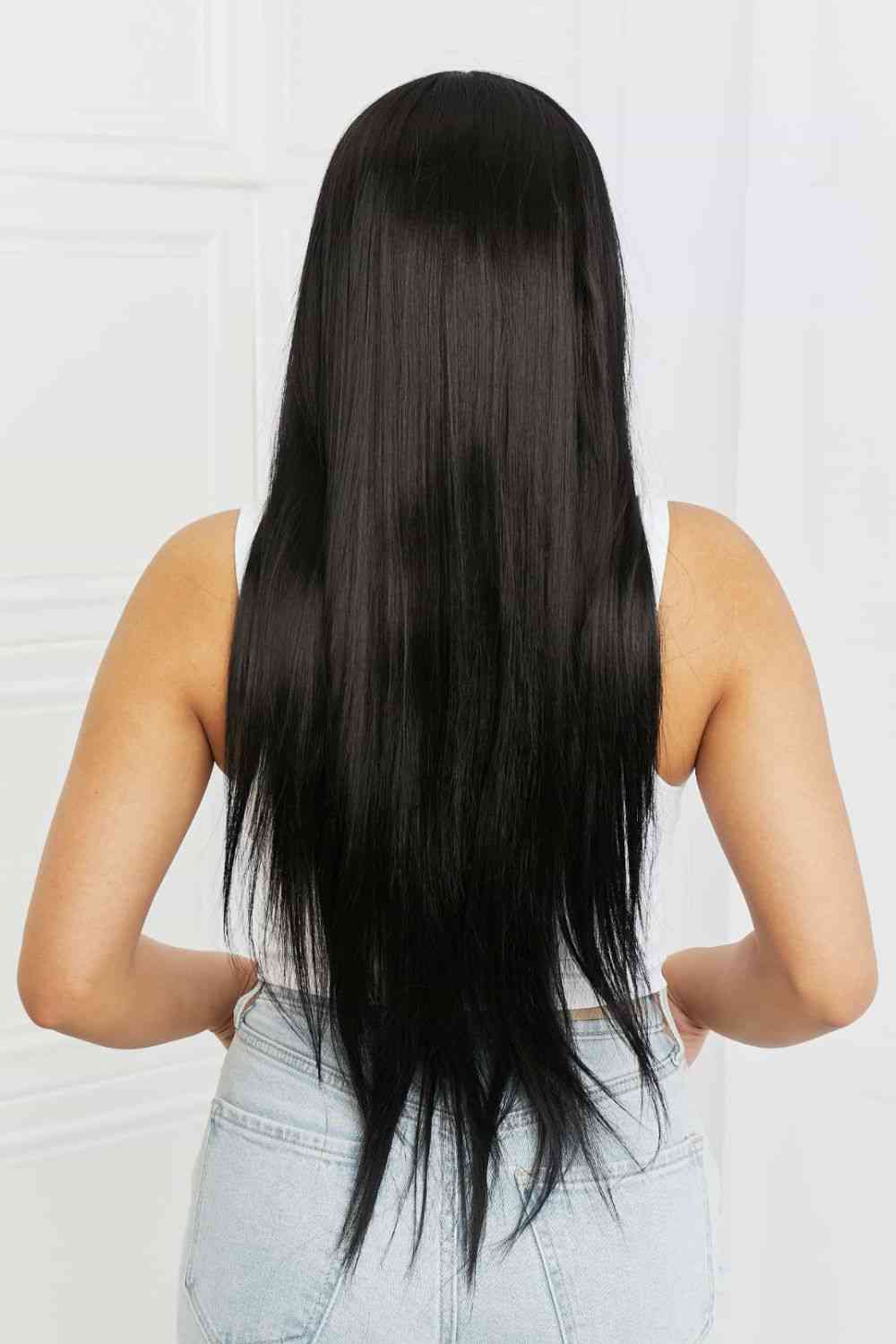 13*2" Long Lace Front Straight Synthetic Wigs 26" Long 150% Density - synthetic hair - Black - Bella Bourget