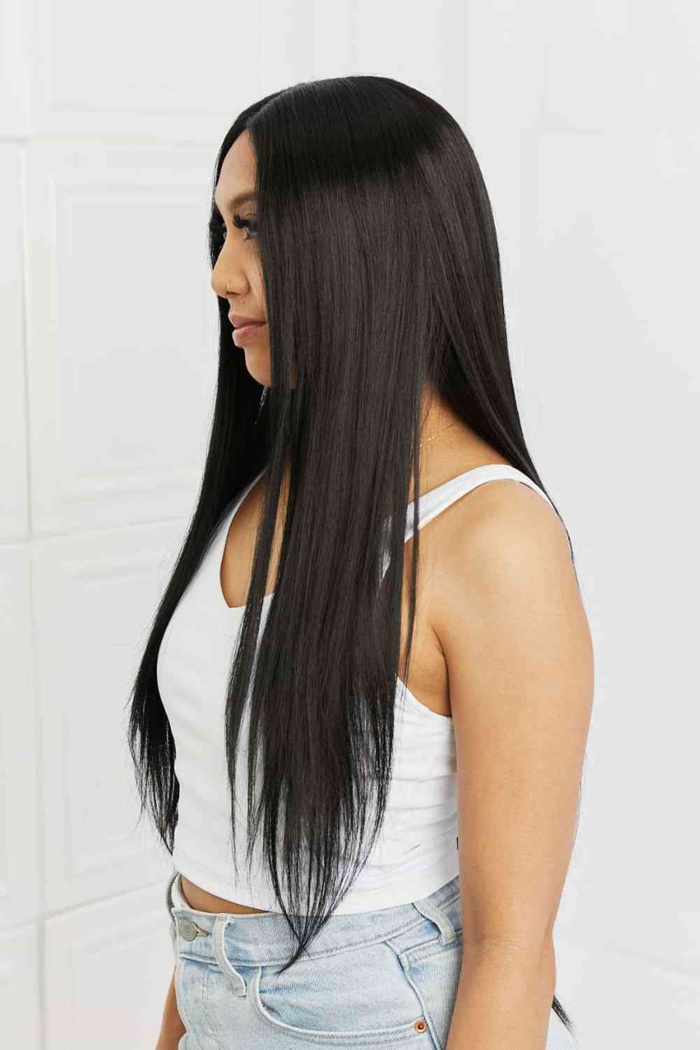 13*2" Long Lace Front Straight Synthetic Wigs 26" Long 150% Density - synthetic hair - Black - Bella Bourget