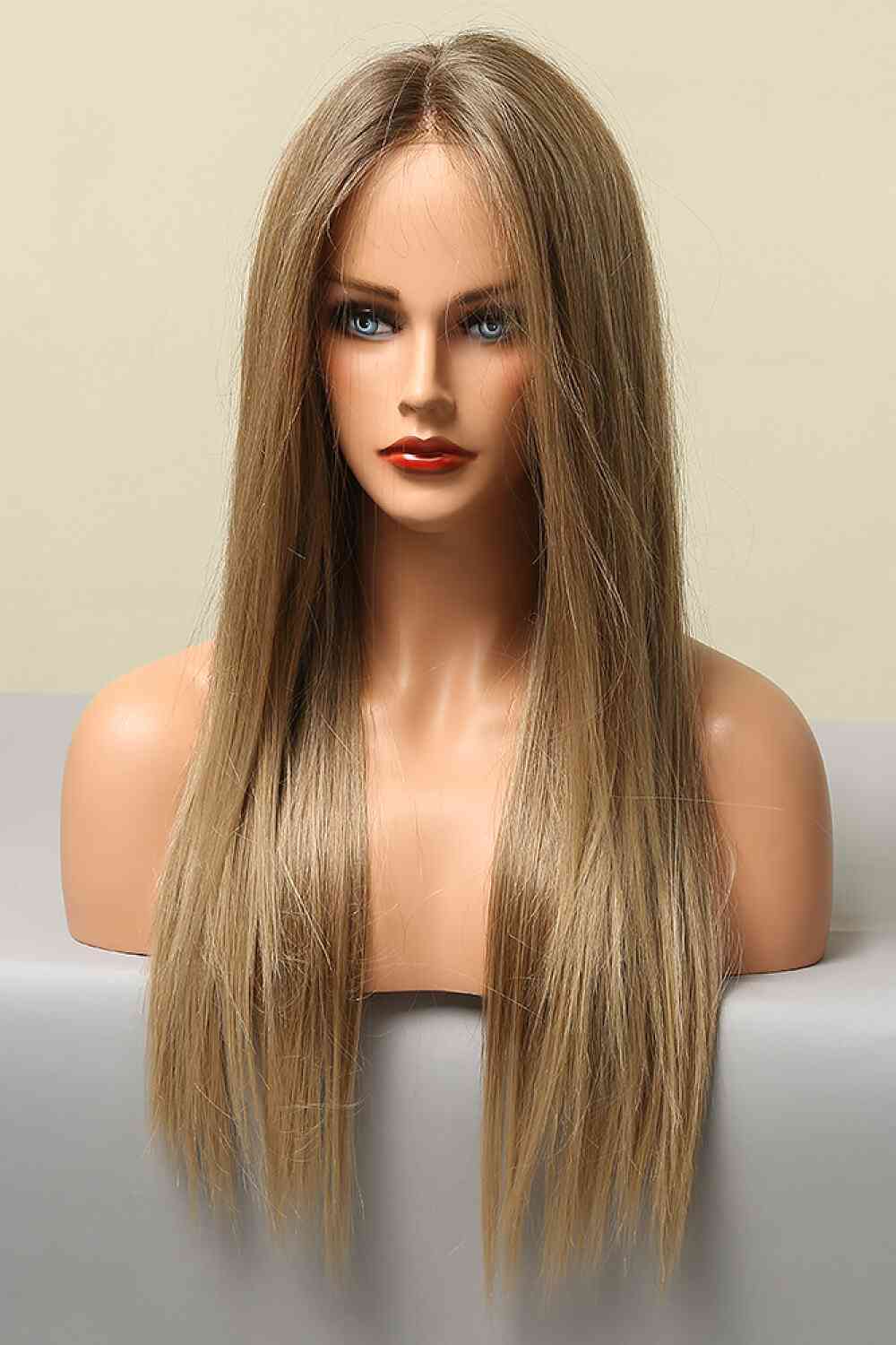 13*2" Long Straight Lace Front Synthetic Wigs 26" Long 150% Density - synthetic hair - Brown/Blonde Balayage - Bella Bourget