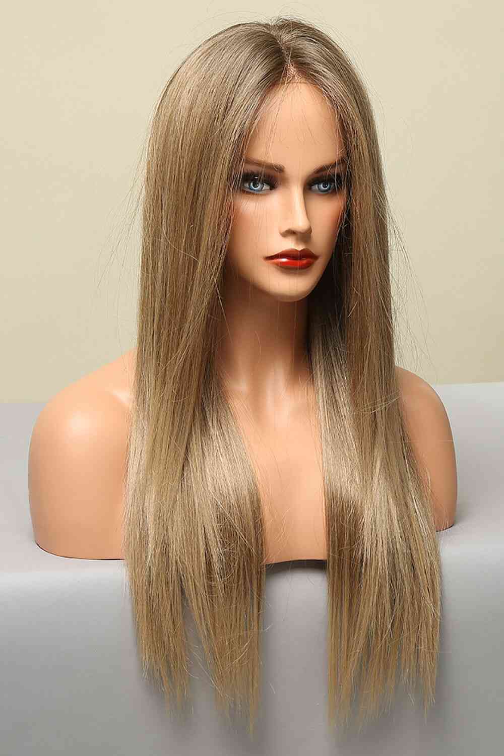 13*2" Long Straight Lace Front Synthetic Wigs 26" Long 150% Density - synthetic hair - Brown/Blonde Balayage - Bella Bourget