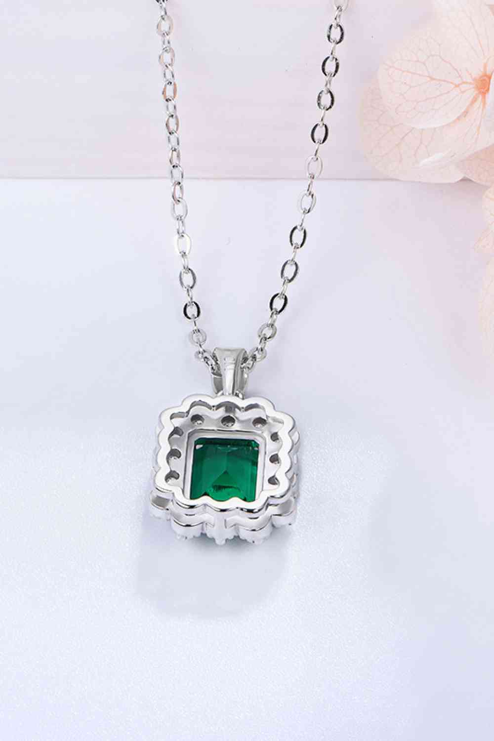 1.5 Carat Lab - Grown Emerald Pendant 925 Sterling Silver Necklace - necklace - Mid Green - Bella Bourget