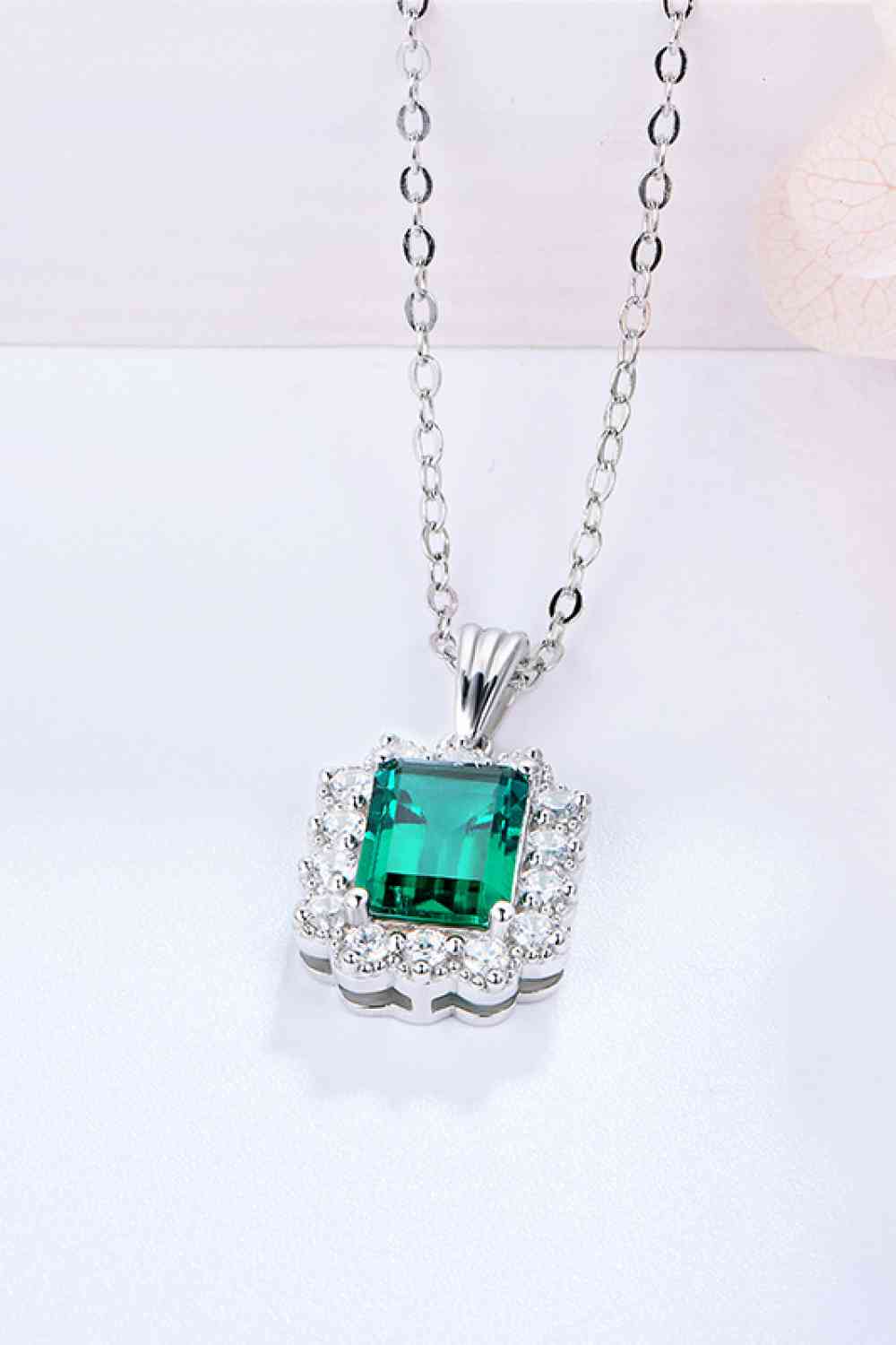 1.5 Carat Lab - Grown Emerald Pendant 925 Sterling Silver Necklace - necklace - Mid Green - Bella Bourget