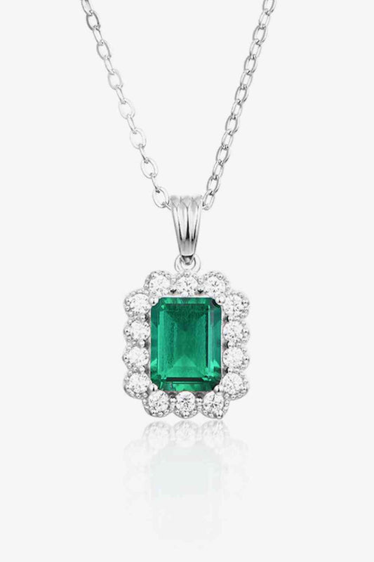 1.5 Carat Lab - Grown Emerald Pendant 925 Sterling Silver Necklace - necklace - Mid Green - Bella Bourget