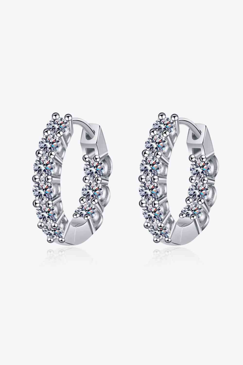 1.8 Carat Moissanite Hoop Earrings - Earrings - Silver - Bella Bourget