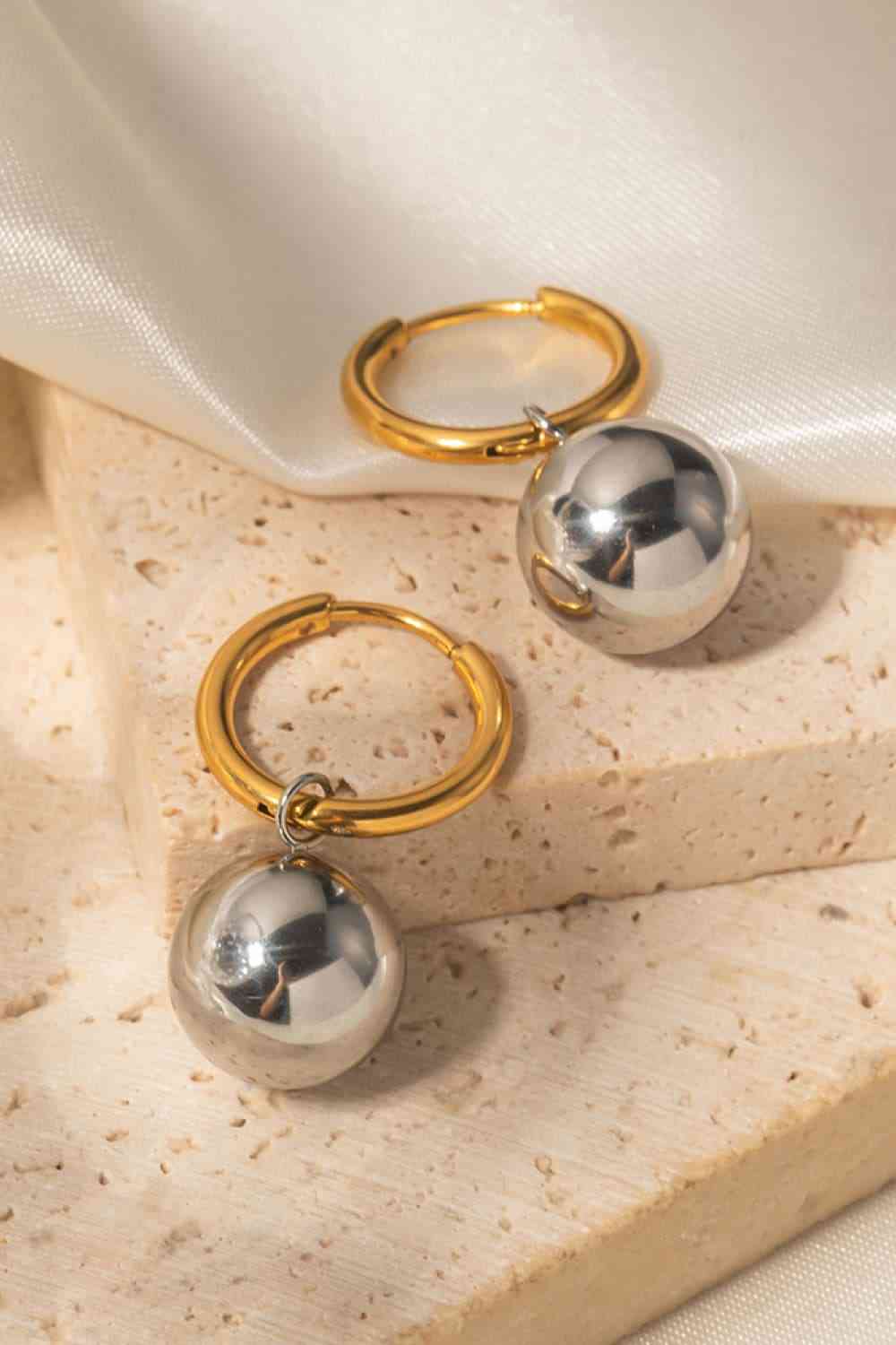 18K Gold - Plated Copper Ball Drop Earrings - Earrings - Gold/Silver - Bella Bourget