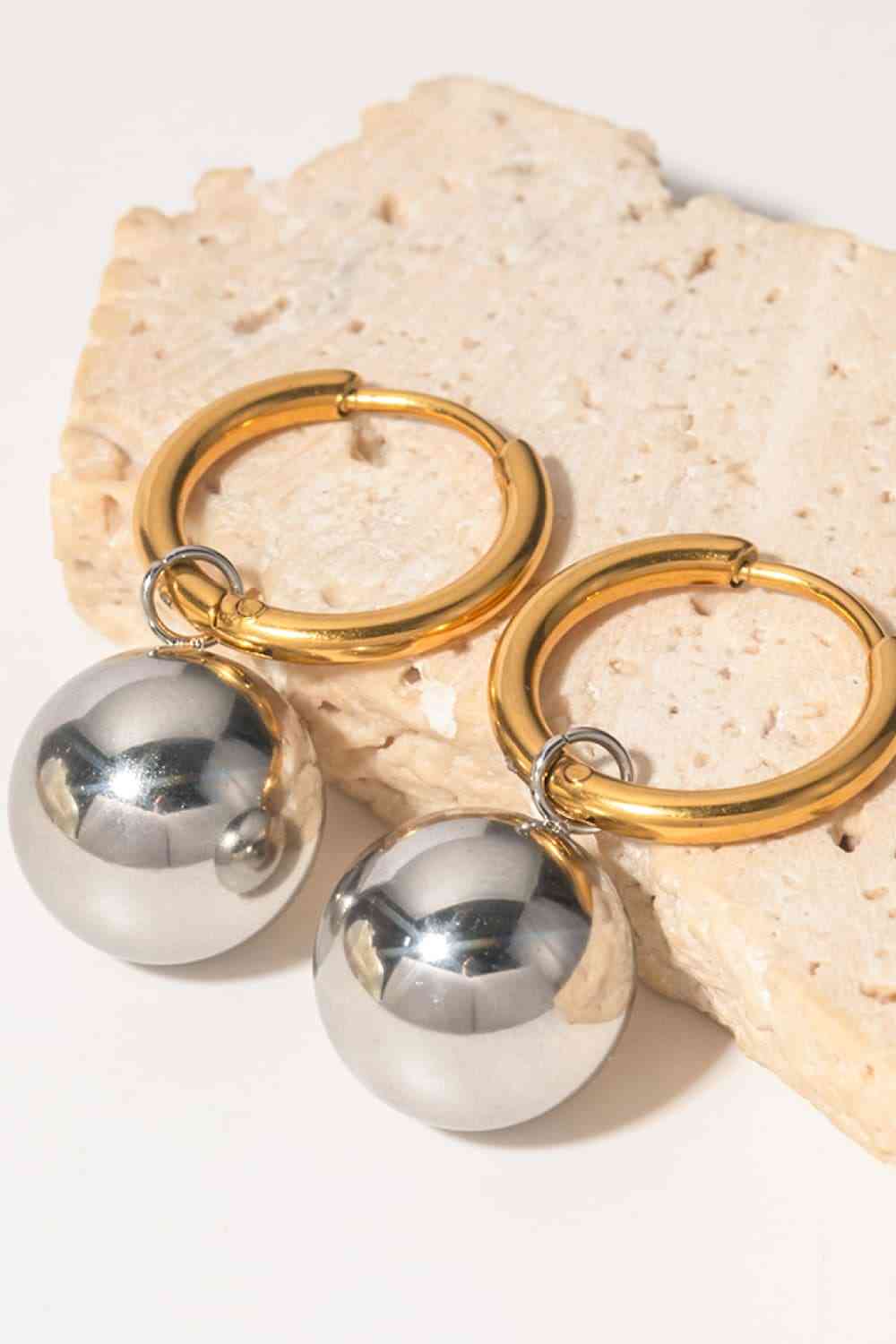 18K Gold - Plated Copper Ball Drop Earrings - Earrings - Gold/Silver - Bella Bourget