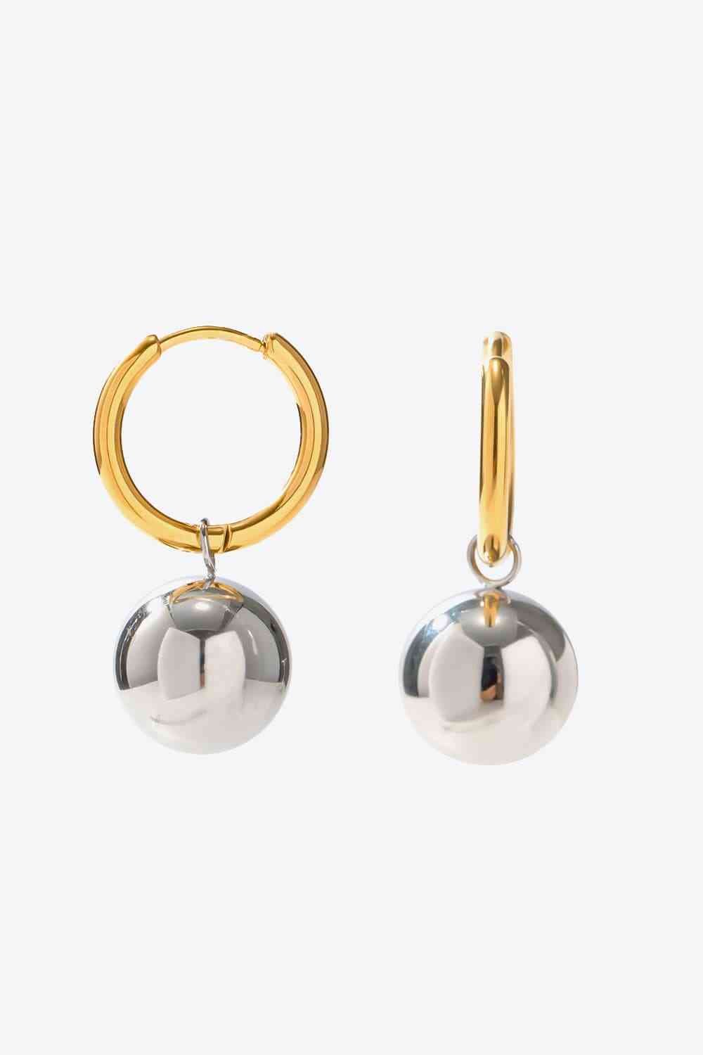 18K Gold - Plated Copper Ball Drop Earrings - Earrings - Gold/Silver - Bella Bourget