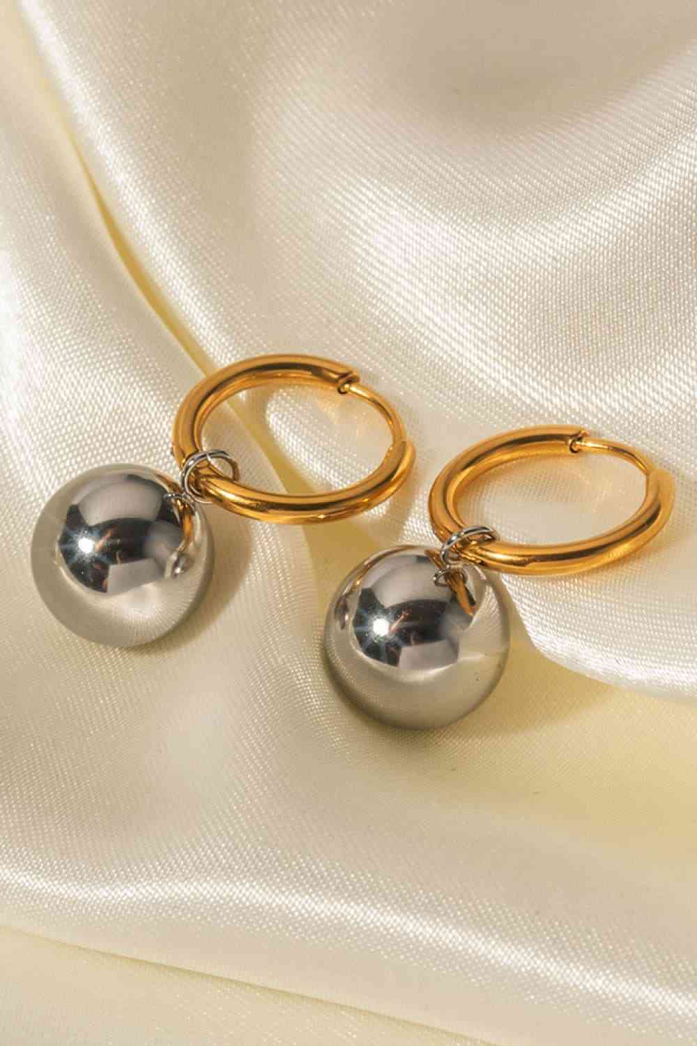 18K Gold - Plated Copper Ball Drop Earrings - Earrings - Gold/Silver - Bella Bourget