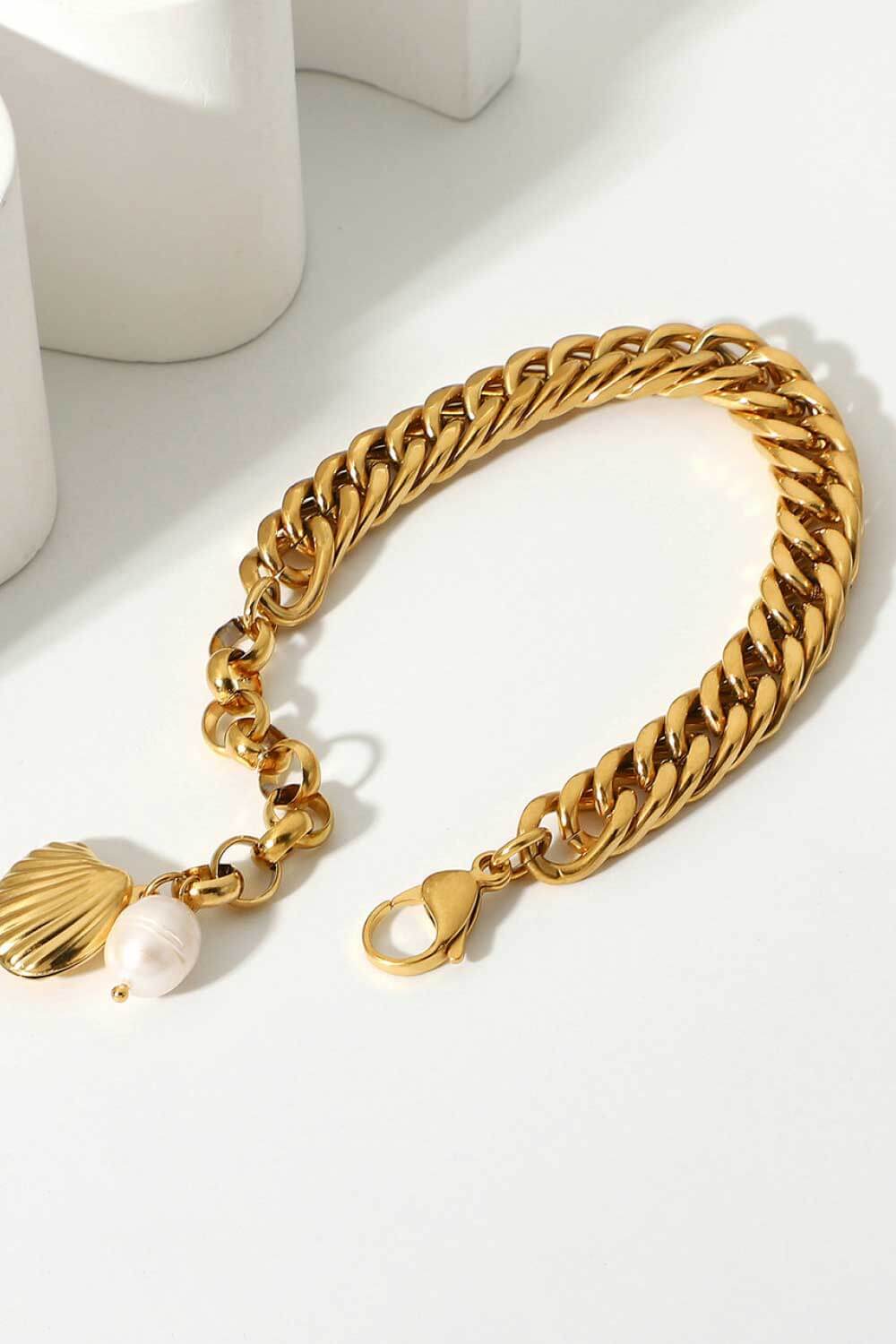 18K Gold - Plated Curb Chain Bracelet - Bracelets - Gold - Bella Bourget