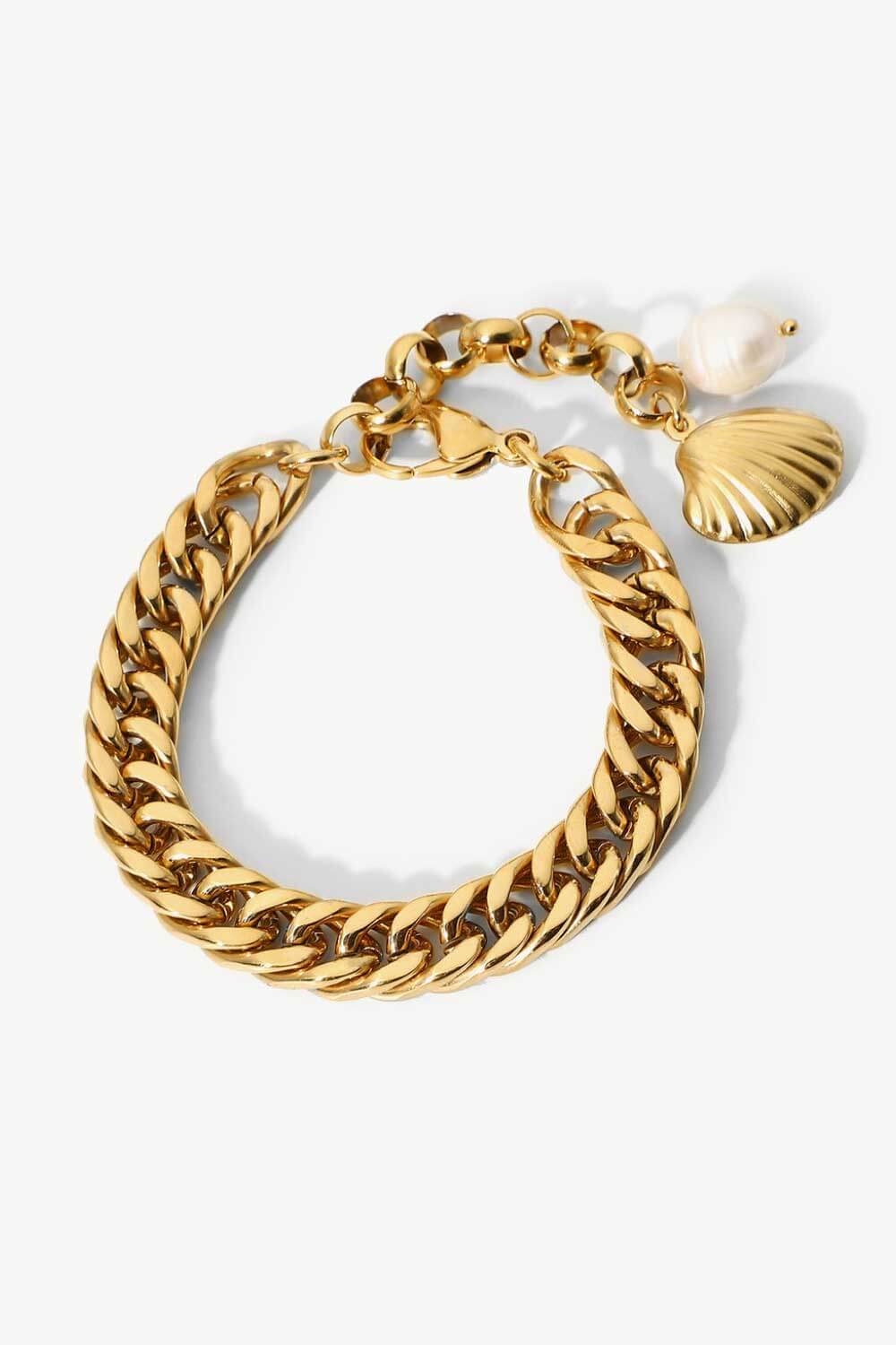 18K Gold - Plated Curb Chain Bracelet - Bracelets - Gold - Bella Bourget