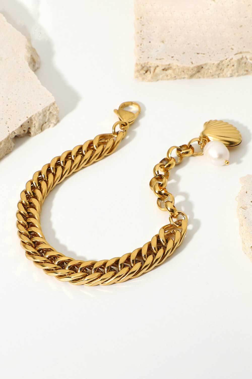 18K Gold - Plated Curb Chain Bracelet - Bracelets - Gold - Bella Bourget