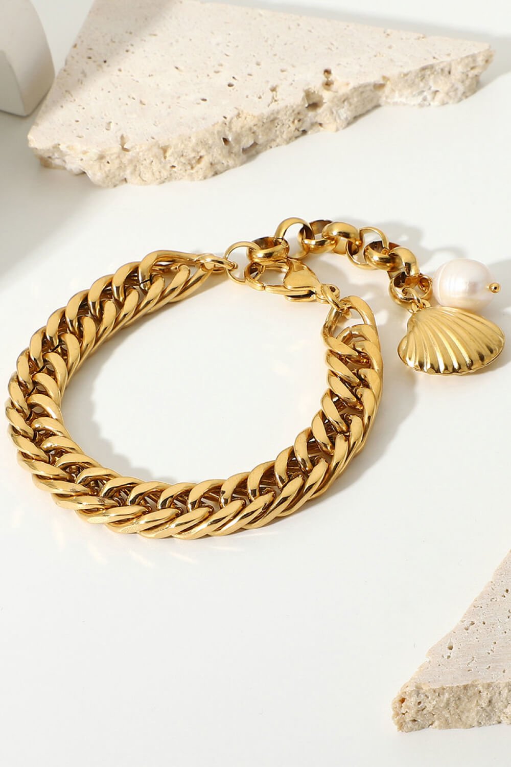 18K Gold - Plated Curb Chain Bracelet - Bracelets - Gold - Bella Bourget