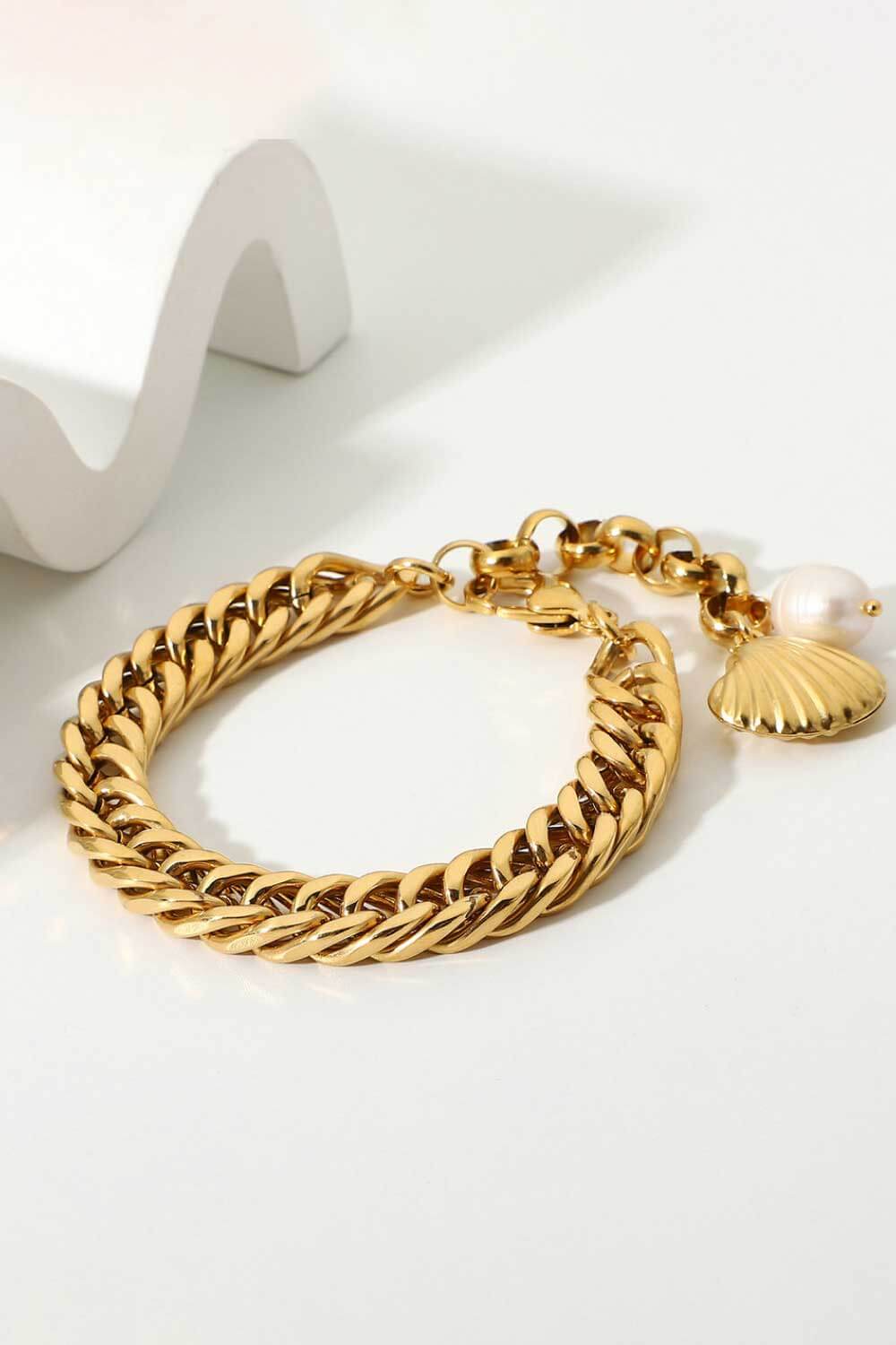 18K Gold - Plated Curb Chain Bracelet - Bracelets - Gold - Bella Bourget