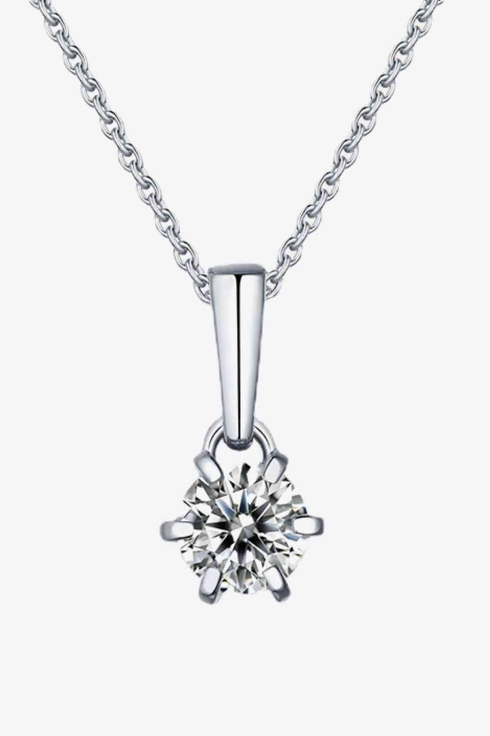 2 Carat 6 - Prong Moissanite Pendant Necklace - necklace - Silver - Bella Bourget