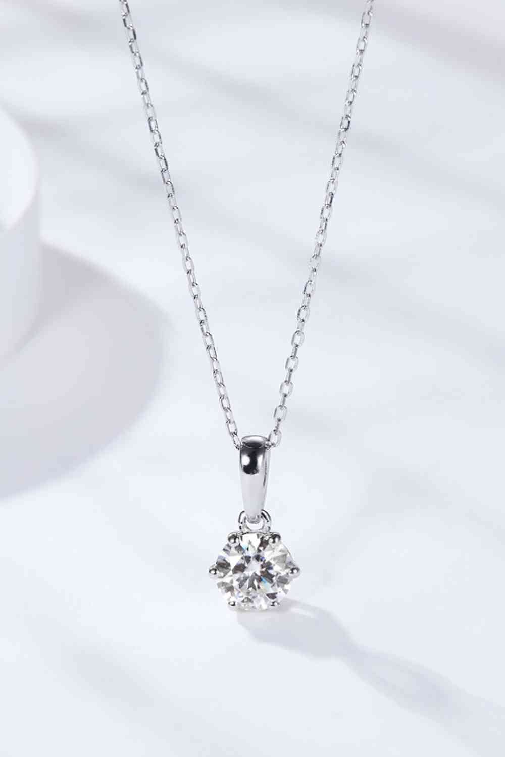 2 Carat 6 - Prong Moissanite Pendant Necklace - necklace - Silver - Bella Bourget