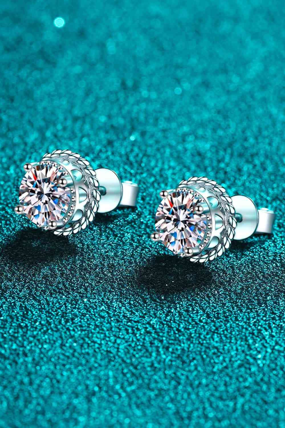 2 Carat Moissanite 925 Sterling Silver Stud Earrings - Earrings - Silver - Bella Bourget