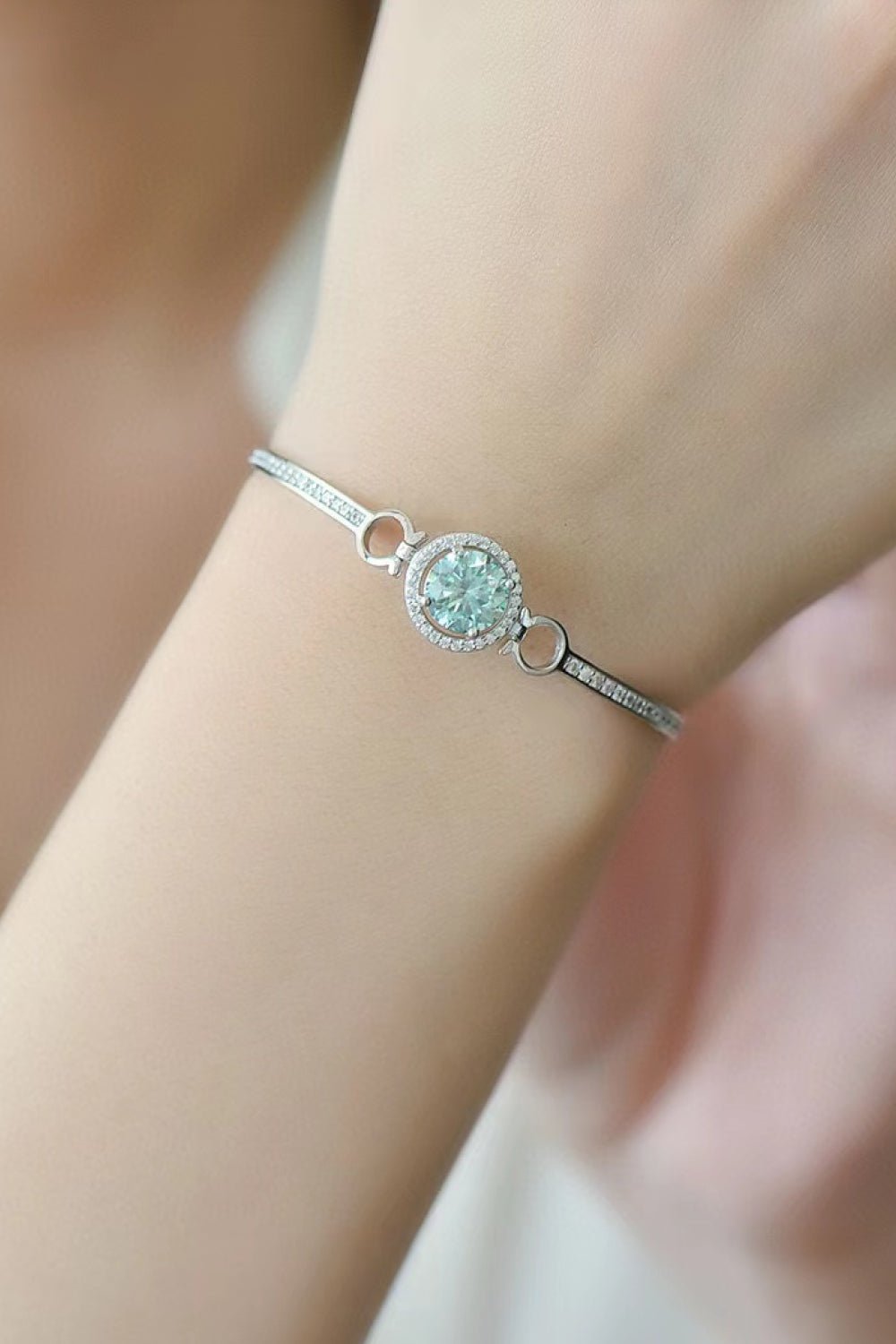 2 Carat Moissanite Platinum - Plated Bracelet - Bracelets - Mint/White - Bella Bourget