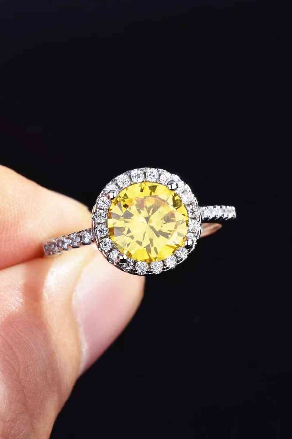 2 Carat Moissanite Round Ring - Ring - Yellow - Bella Bourget