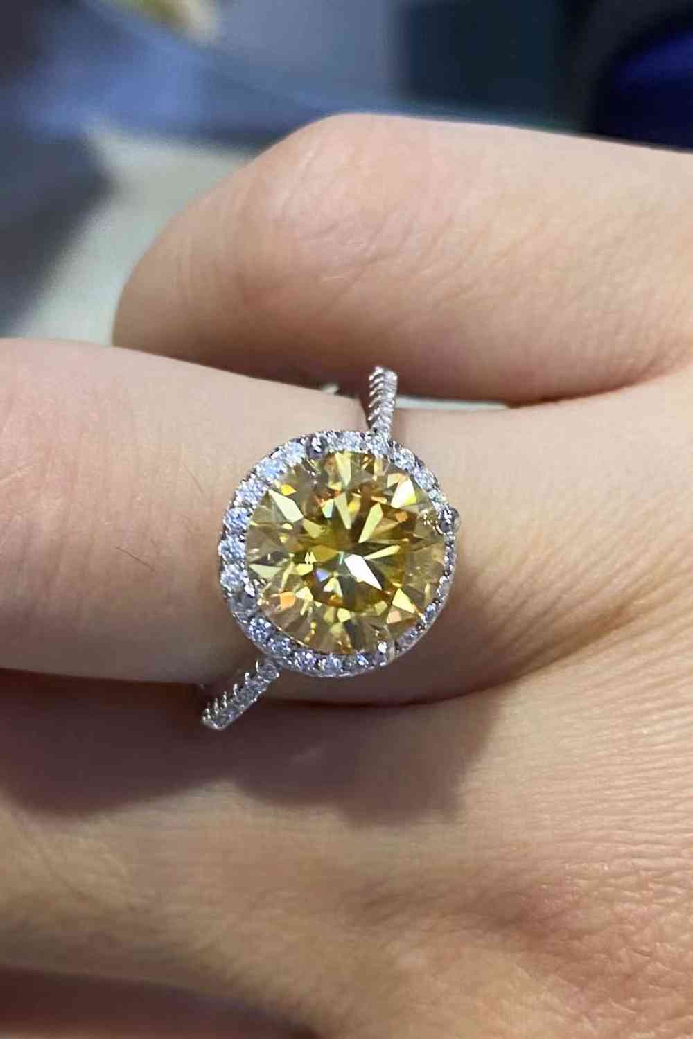 2 Carat Moissanite Round Ring - Ring - Yellow - Bella Bourget