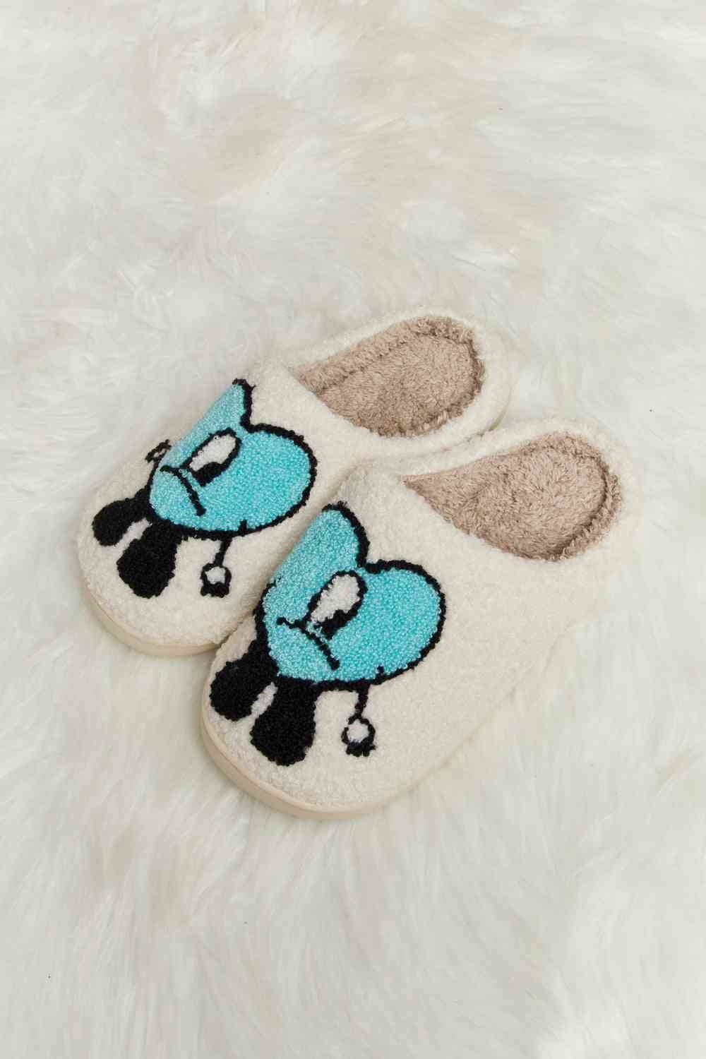 Melody Love Heart Print Plush Slippers - Bella Bourget