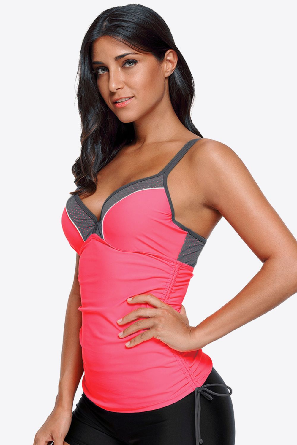 Contrast Sweetheart Neck Swim Cami - Swim Tops - Burnt Coral - Bella Bourget