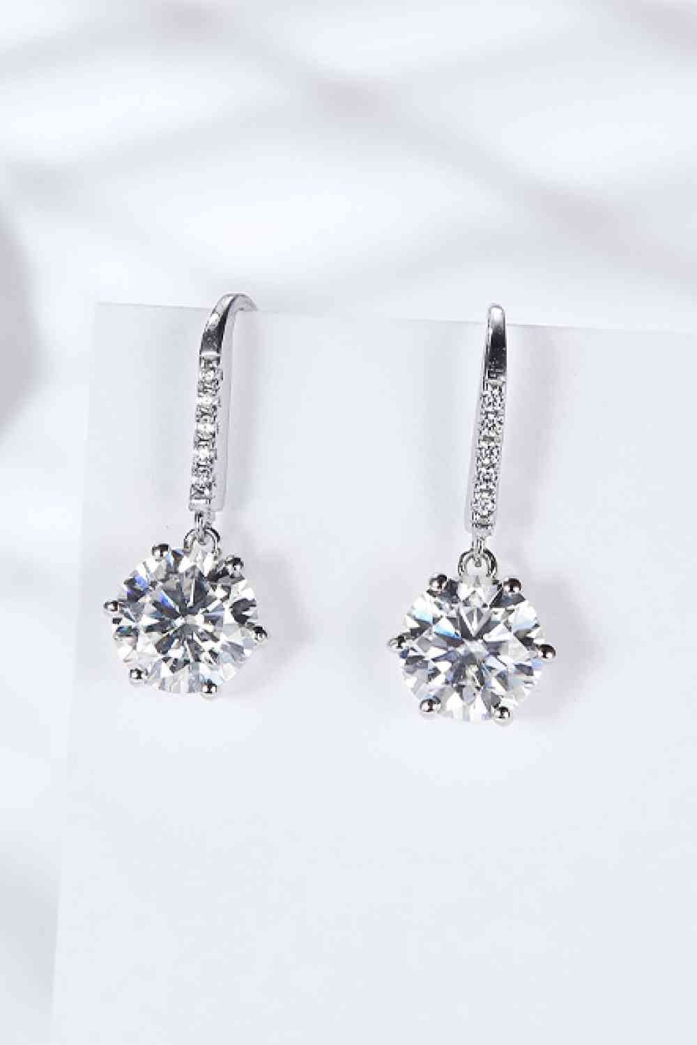 6 - Prong Moissanite Drop Earrings - Earrings - Silver - Bella Bourget