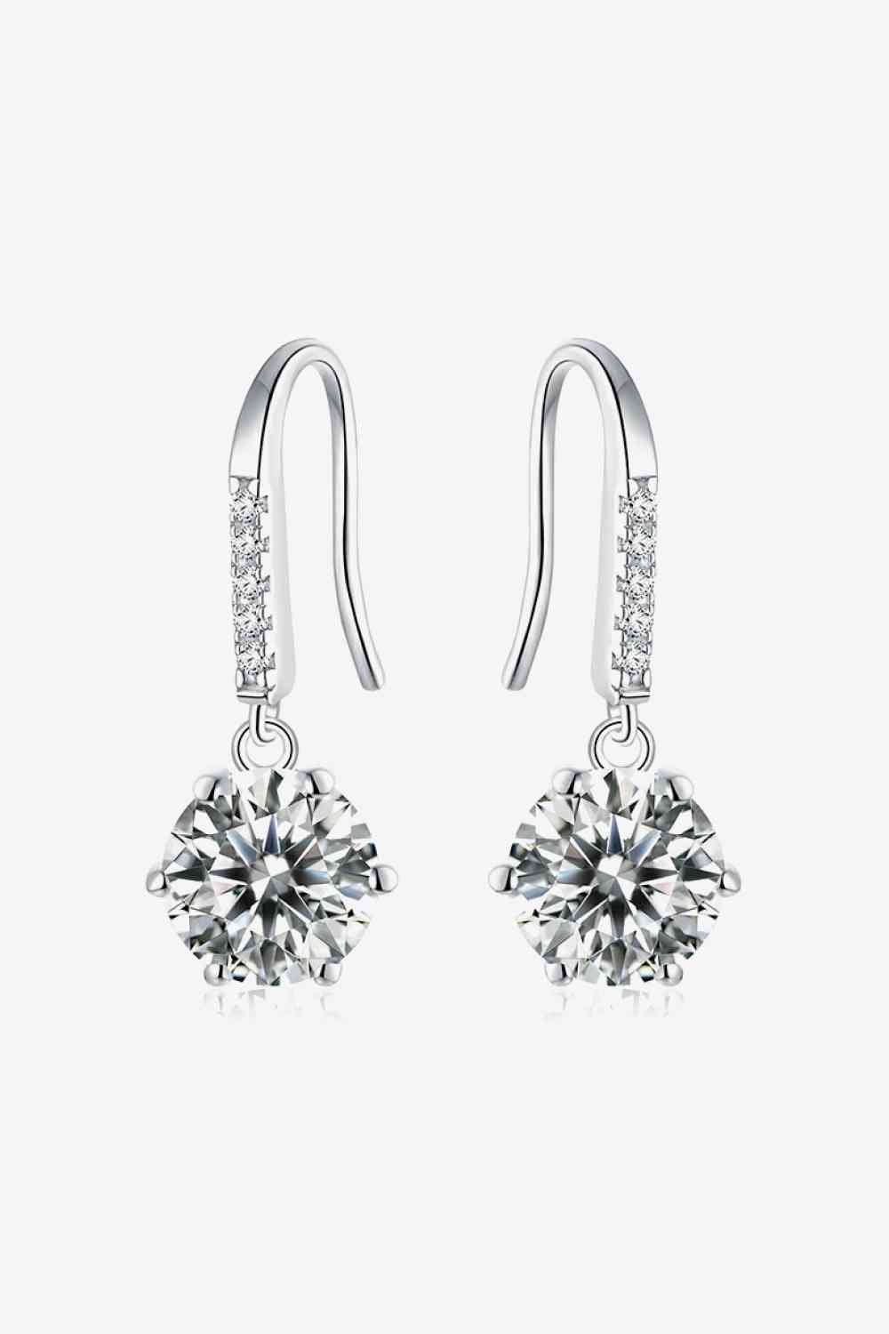 6 - Prong Moissanite Drop Earrings - Earrings - Silver - Bella Bourget