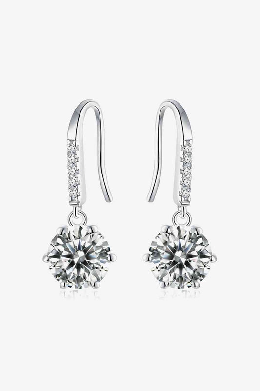 6 - Prong Moissanite Drop Earrings - Earrings - Silver - Bella Bourget