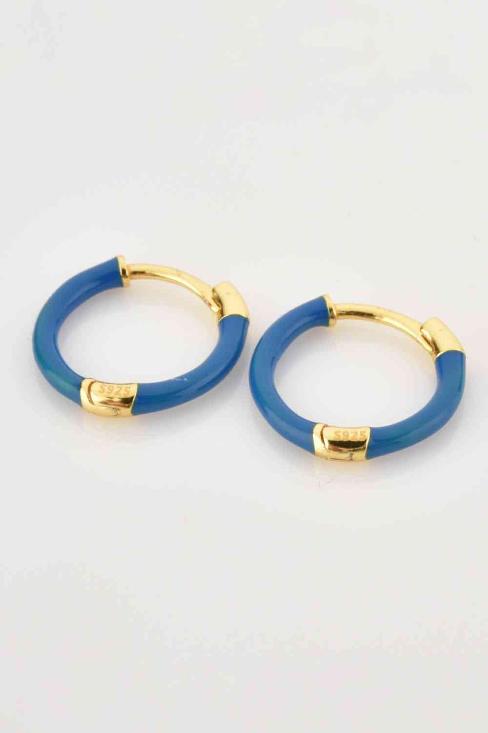 925 Sterling Silver Huggie Earrings - Earrings - Royal Blue - Bella Bourget