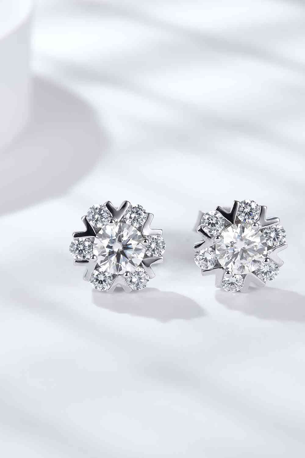 925 Sterling Silver Moissanite Stud Earrings - Earrings - Silver - Bella Bourget