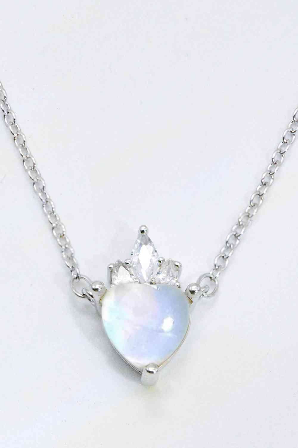 925 Sterling Silver Moonstone Heart Pendant Necklace - necklace - Moonstone - Bella Bourget